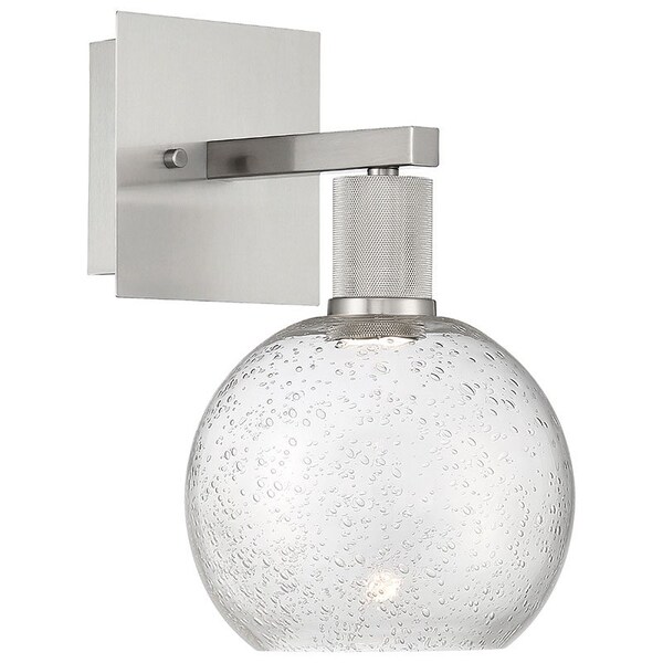 Access Lighting Port Nine Burgundy, Burgundy LED Wall Sconce, Brushed Steel Finish, Seeded Glass 63145LEDD-BS/SDG - main